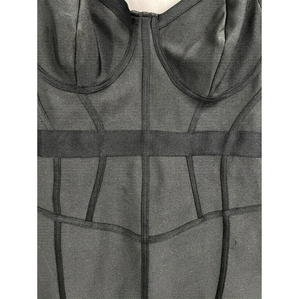 Iris Black Bandage Mini Dress‎ Corset Bustier Seam Bodycon Stretch 2X